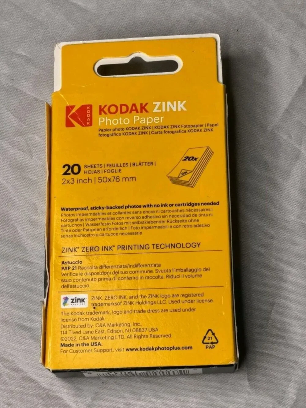 Kodak Premium Zink Photo Paper 2 x 3